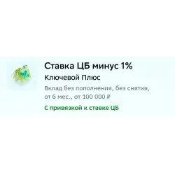 Вклад Сбербанк "Ставка ЦБ минус 1%"