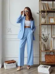 Брючный костюм женский Go Chic голубой
