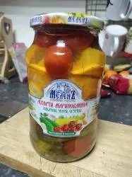 Ассорти маринованное кабачки, черри, огурцы "Меленъ"